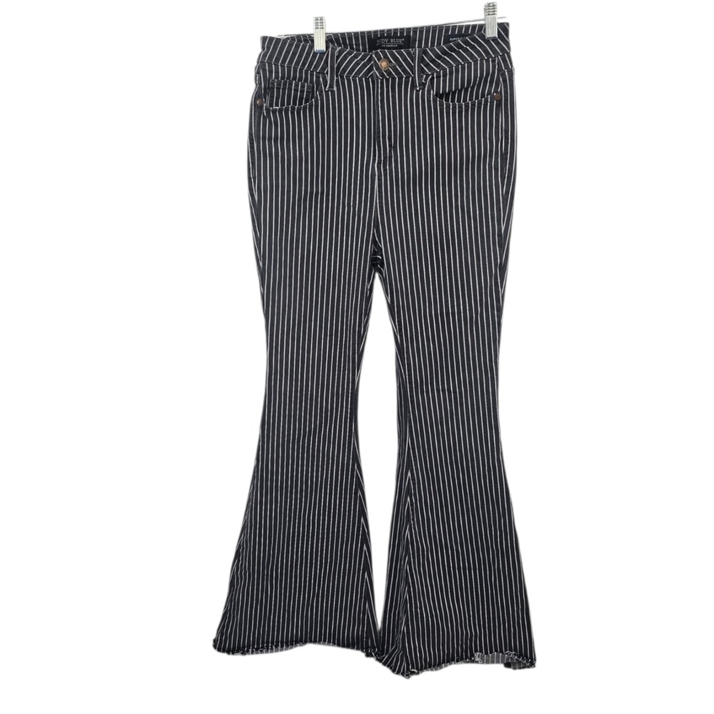 Judy Blue Pinstripe Super Flare Jeans Size 9/29 Boho Retro